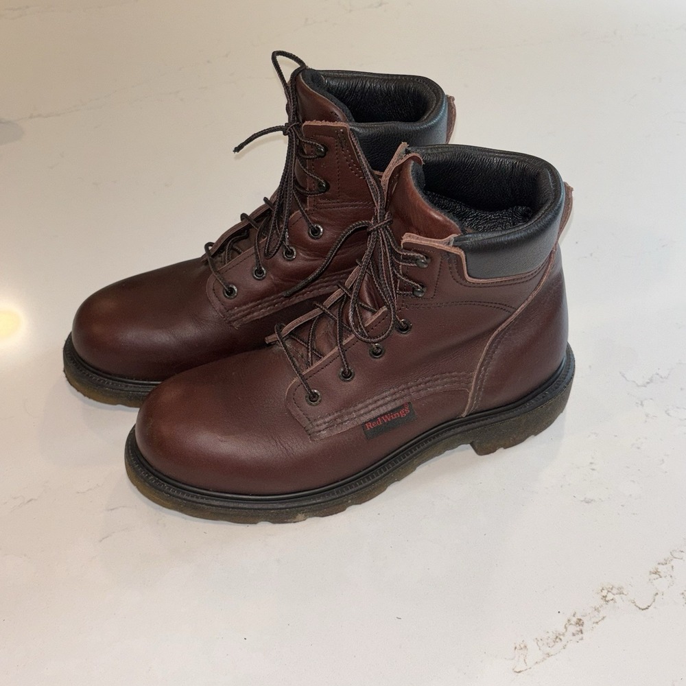 Men's 8.5 D M Red Wing Work 606 SUPERSOLE 2.0 Boots Soft Toe Brown Leather Ankle